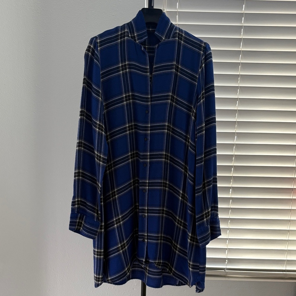 Zara Navy Checkered Casual Shirt/Dress